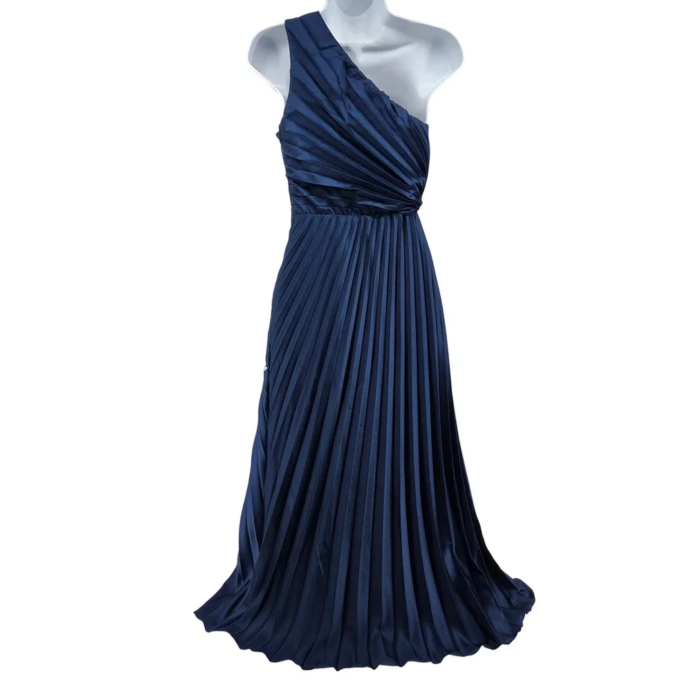 Abercrombie & Fitch Giselle Pleated One Shoulder Maxi Dress XSP Navy Floral